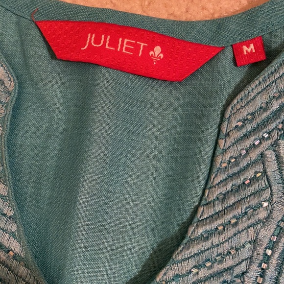 Juliet Aqua Blue Sequins Tunic Blouse - Picture 3 of 6